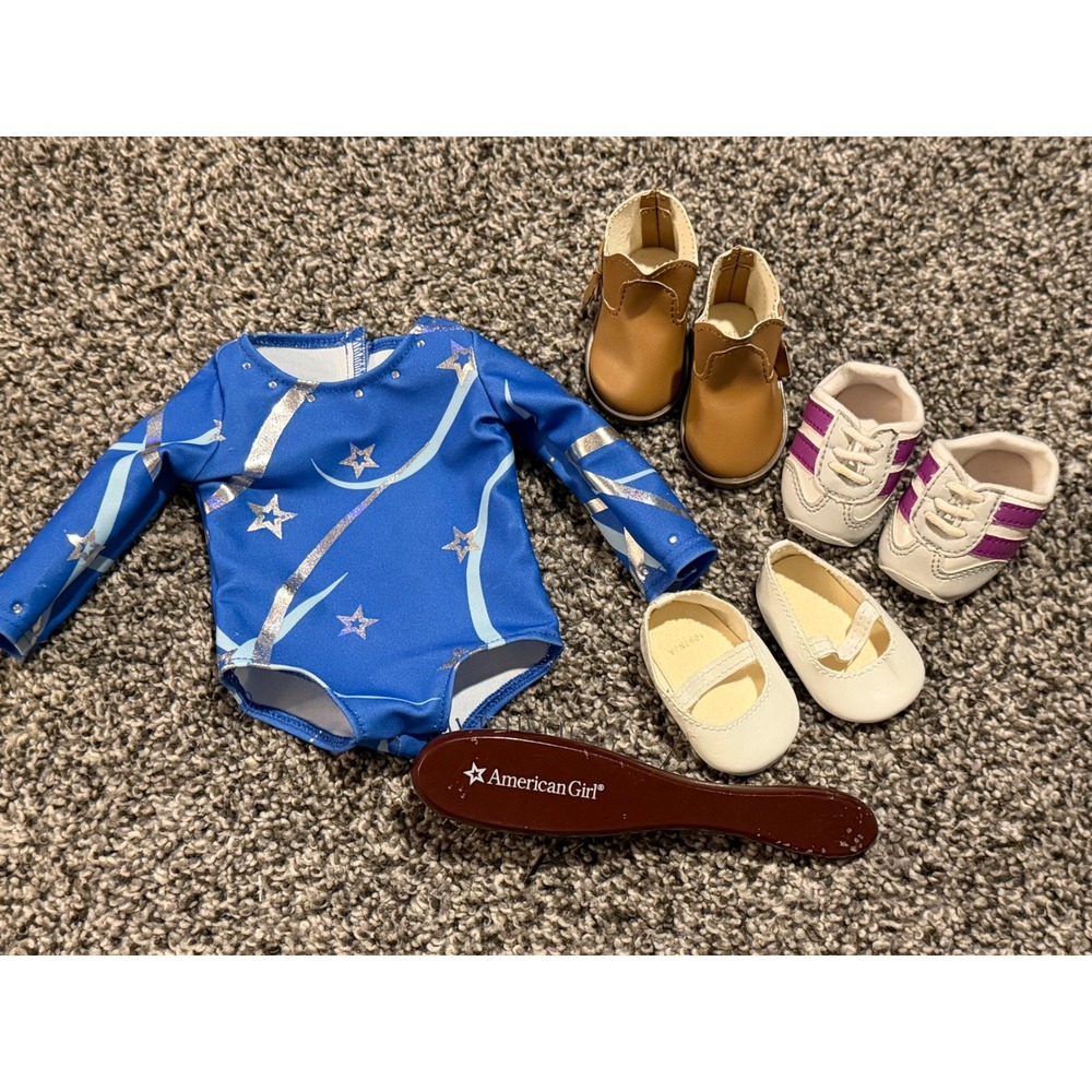 American Girl Doll Clothes Accessories Set Leotard Shoes Hairbrush Lot